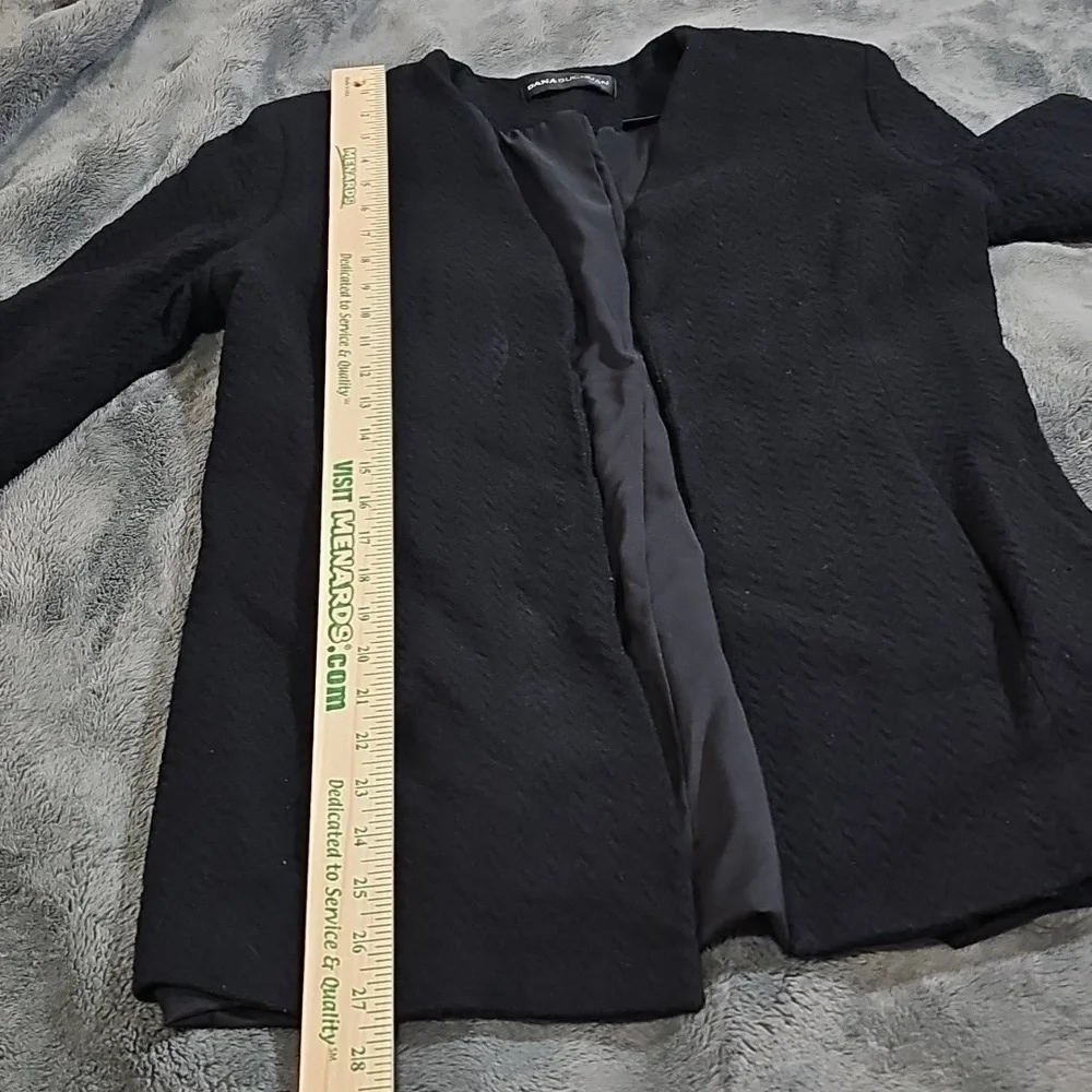 Dana Buchman Wool Open Front Textured Blazer Jacket Black Size 10 - Picture 4 of 9